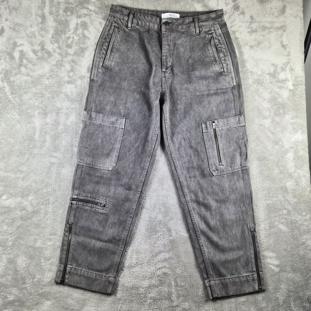 Kancan Jeans 11/29 (fits 32x28) Grey Denim Cargo Utility Pants Zip Pockets Baggy